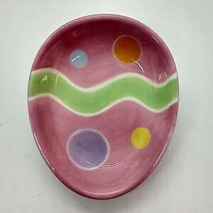 Pink and multi-color Easter egg shaped bowl Russ Berrie and Co.